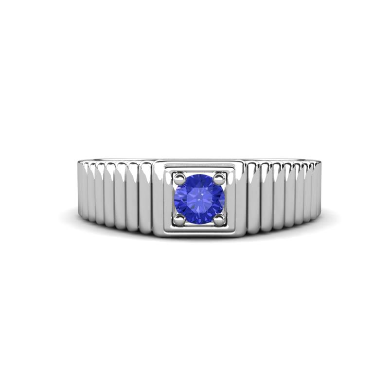 Angelo 0.23 ct (4.00 mm) Tanzanite Ribbed Shank Solitaire Men Band 