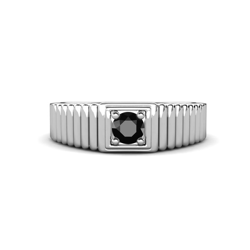 Angelo 0.27 ct (4.00 mm) Black Diamond Ribbed Shank Solitaire Men Band 