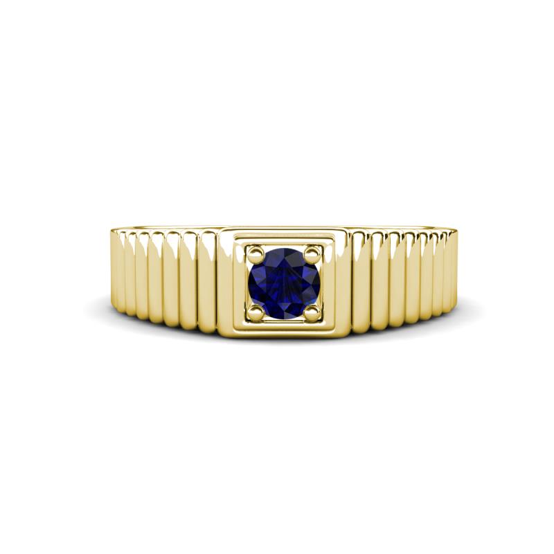 Angelo 0.30 ct (4.00 mm) Blue Sapphire Ribbed Shank Solitaire Men Band 