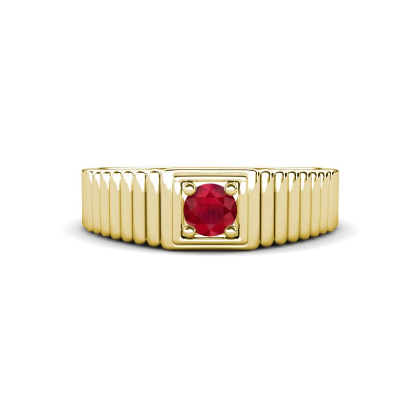 Angelo 0.27 ct Ruby Ribbed Shank Solitaire Men Band (7 mm) 