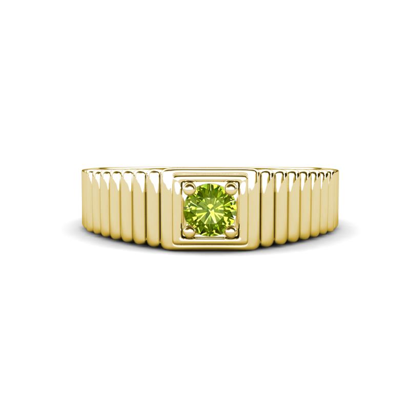 Angelo 0.32 ct (4.00 mm) Peridot Ribbed Shank Solitaire Men Band 