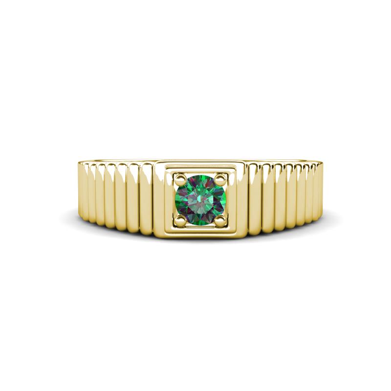 Angelo 0.30 ct Created Alexandrite Ribbed Shank Solitaire Men Band (7 mm) 