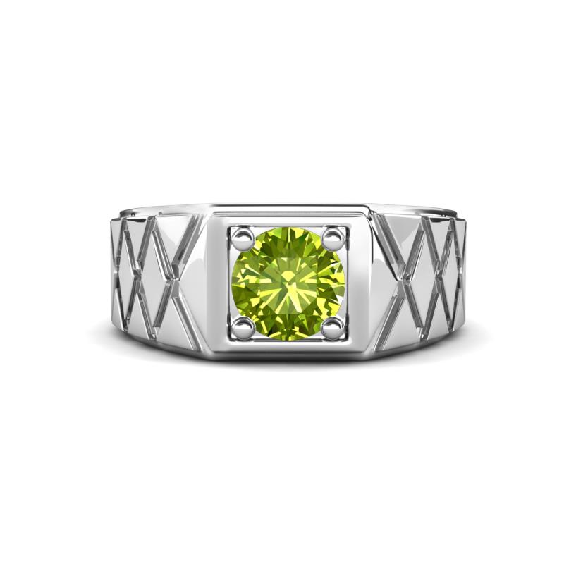 Jabari 1.10 ct (6.50 mm) Peridot Criss Cross Design Shank Solitaire Men Band 
