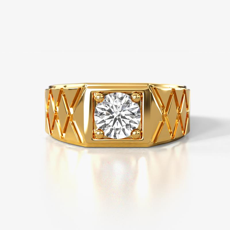 Jabari 1.00 ct (6.50 mm) GIA Certified Natural Diamond Criss Cross Design Shank Solitaire Men Band 