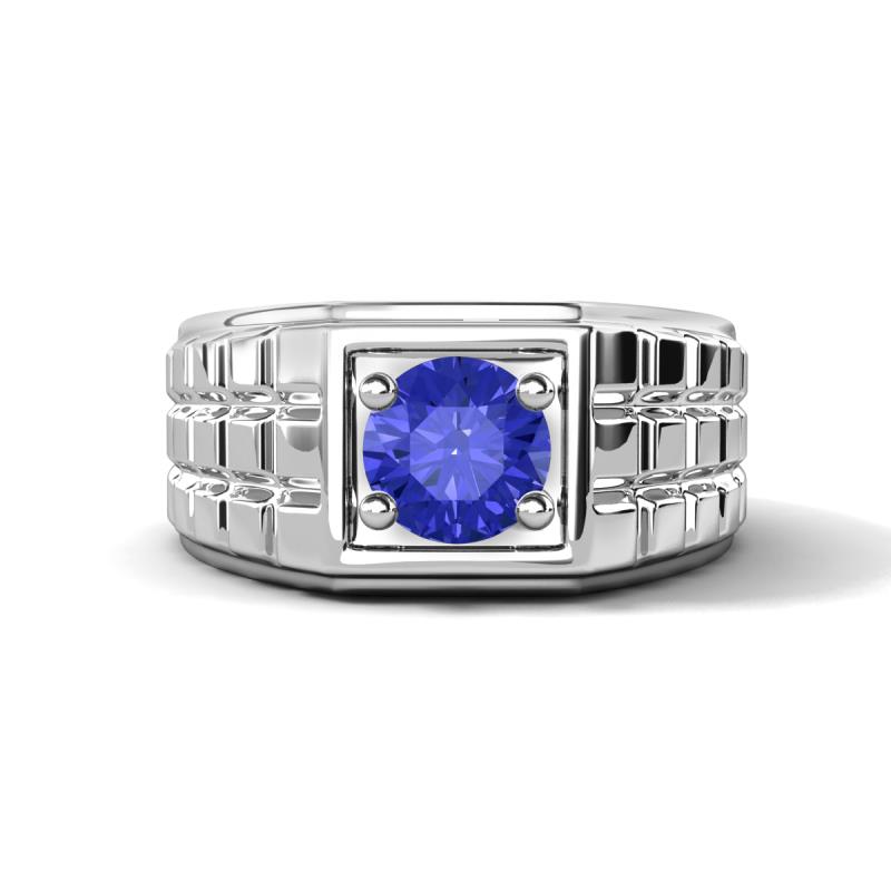Kellan 0.92 ct (6.50 mm) Tanzanite Geometric Square Side Design Solitaire Men Band 