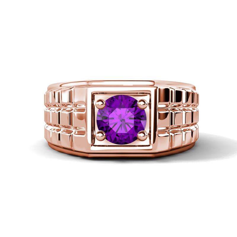 Kellan 0.87 ct (6.50 mm) Amethyst Geometric Square Side Design Solitaire Men Band 