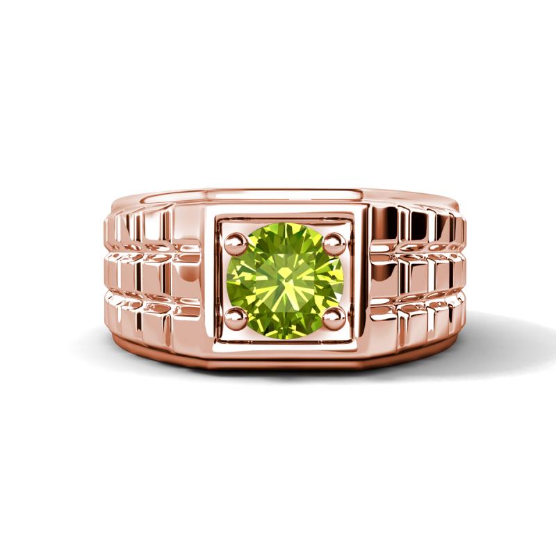 Kellan 1.10 ct (6.50 mm) Peridot Geometric Square Side Design Solitaire Men Band 