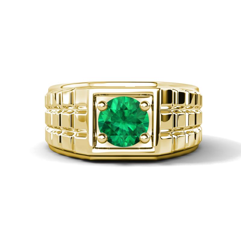 Kellan 0.80 ct (6.00 mm) Emerald Geometric Square Side Design Solitaire Men Band 