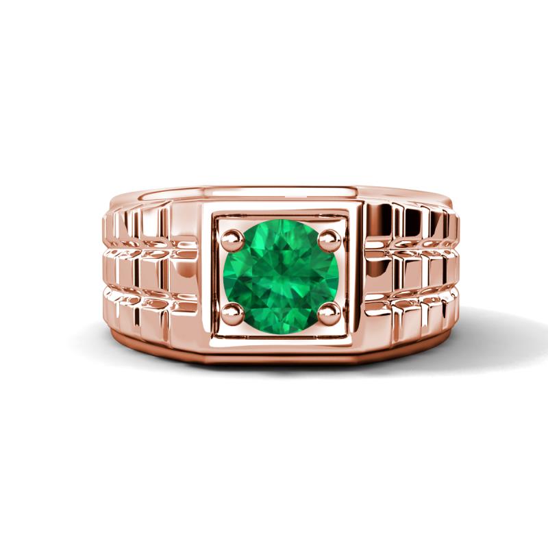 Kellan 0.80 ct (6.00 mm) Emerald Geometric Square Side Design Solitaire Men Band 