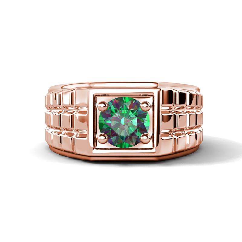 Kellan 1.00 ct (6.50 mm) Lab Created Alexandrite Geometric Square Side Design Solitaire Men Band 