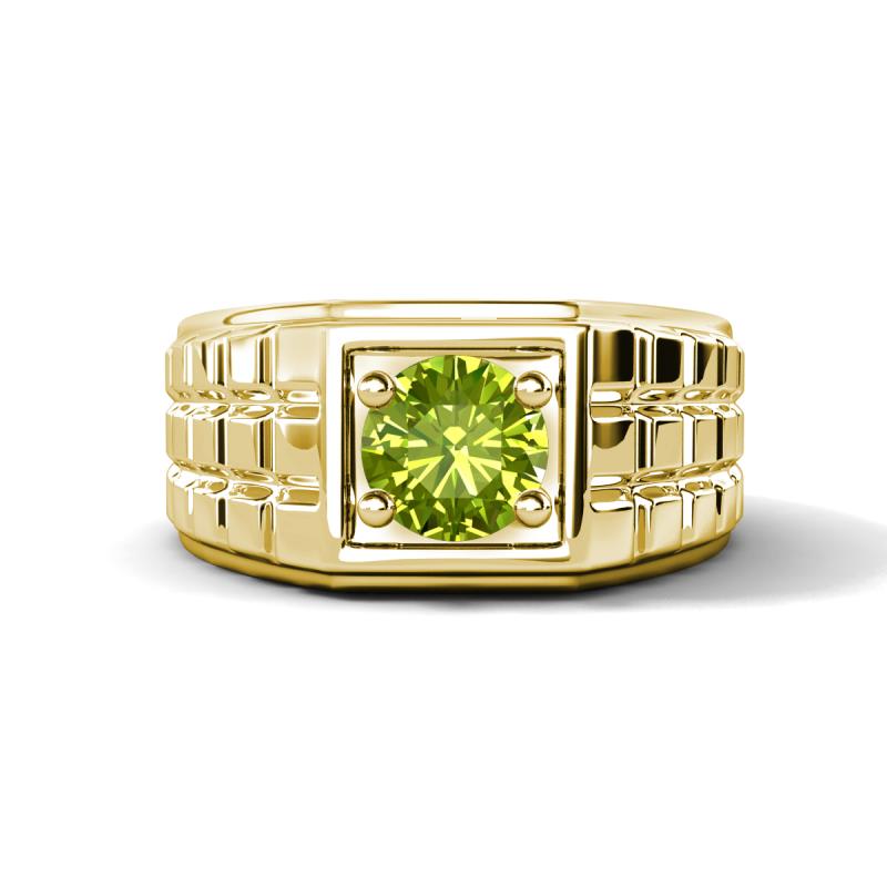 Kellan 1.10 ct (6.50 mm) Peridot Geometric Square Side Design Solitaire Men Band 