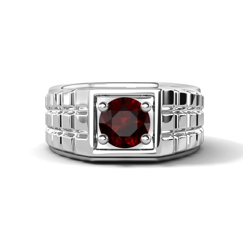 Kellan 1.05 ct (6.50 mm) Red Garnet Geometric Square Side Design Solitaire Men Band 