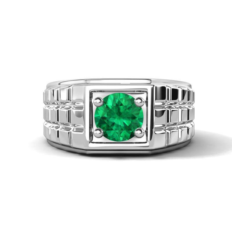 Kellan 0.80 ct (6.00 mm) Emerald Geometric Square Side Design Solitaire Men Band 