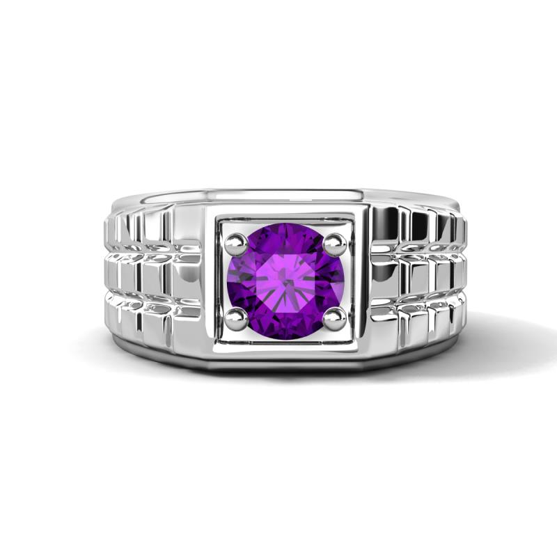 Kellan 0.87 ct (6.50 mm) Amethyst Geometric Square Side Design Solitaire Men Band 