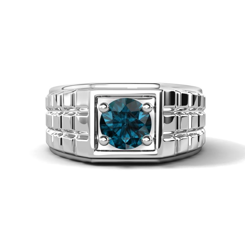 Kellan 0.95 ct (6.50 mm) London Blue Topaz Geometric Square Side Design Solitaire Men Band 