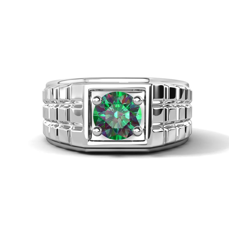Kellan 1.00 ct (6.50 mm) Lab Created Alexandrite Geometric Square Side Design Solitaire Men Band 