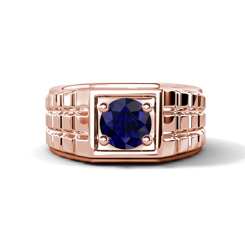 Kellan 1.15 ct (6.00 mm) Blue Sapphire Geometric Square Side Design Solitaire Men Band 