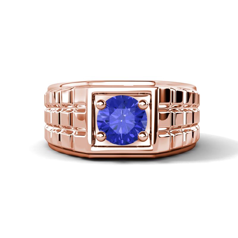 Kellan 0.92 ct (6.50 mm) Tanzanite Geometric Square Side Design Solitaire Men Band 