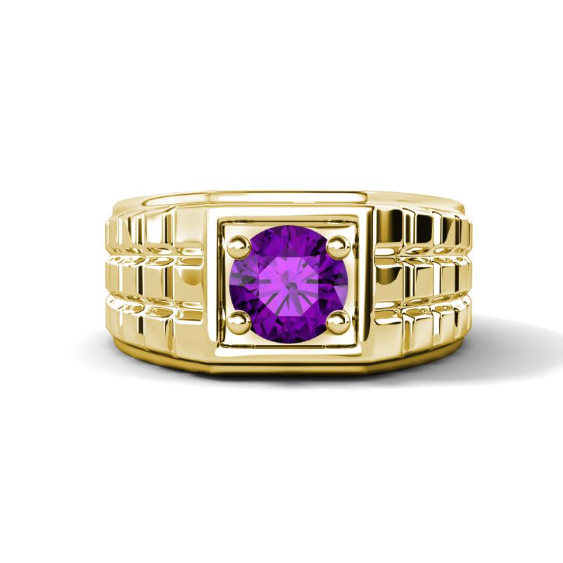 Kellan 0.87 ct (6.50 mm) Amethyst Geometric Square Side Design Solitaire Men Band 