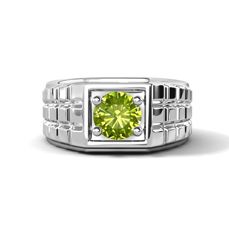 Kellan 1.10 ct (6.50 mm) Peridot Geometric Square Side Design Solitaire Men Band 