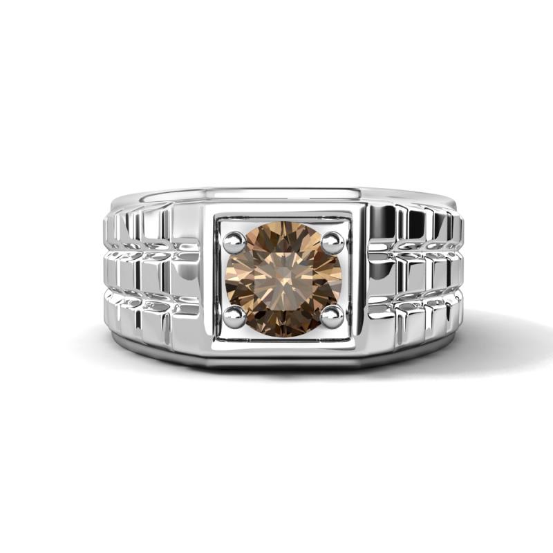 Kellan 1.00 ct (6.50 mm) Smoky Quartz Geometric Square Side Design Solitaire Men Band 