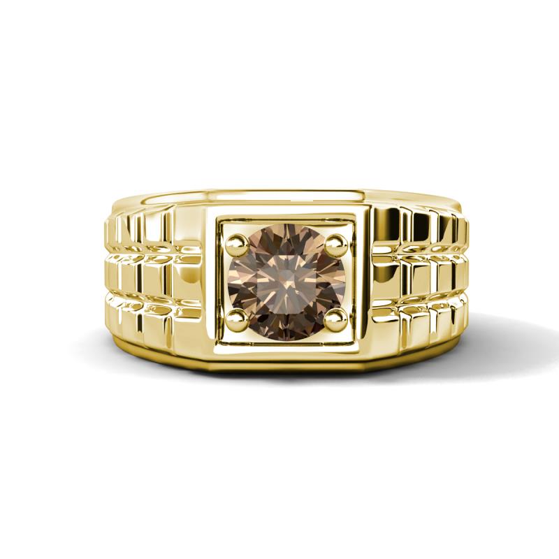 Kellan 1.00 ct (6.50 mm) Smoky Quartz Geometric Square Side Design Solitaire Men Band 