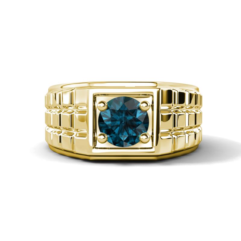 Kellan 0.95 ct (6.50 mm) London Blue Topaz Geometric Square Side Design Solitaire Men Band 