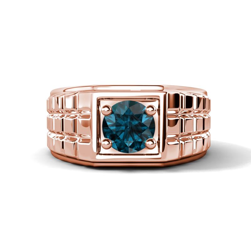 Kellan 0.95 ct (6.50 mm) London Blue Topaz Geometric Square Side Design Solitaire Men Band 