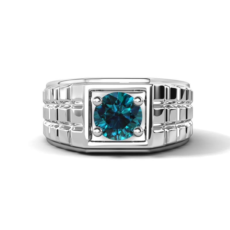 Kellan 0.80 ct (6.00 mm) Blue Diamond Geometric Square Side Design Solitaire Men Band 