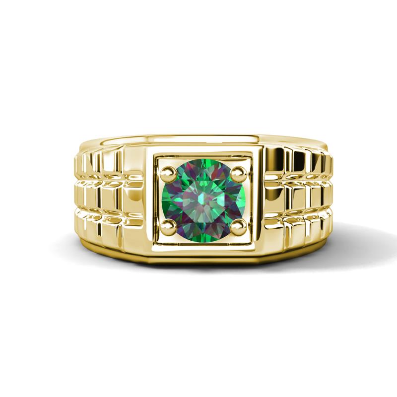 Kellan 1.00 ct (6.50 mm) Lab Created Alexandrite Geometric Square Side Design Solitaire Men Band 