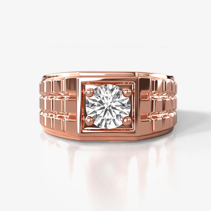 Kellan 1.00 ct (6.50 mm) IGI Certified Lab Grown Diamond Geometric Square Side Design Solitaire Men Band 