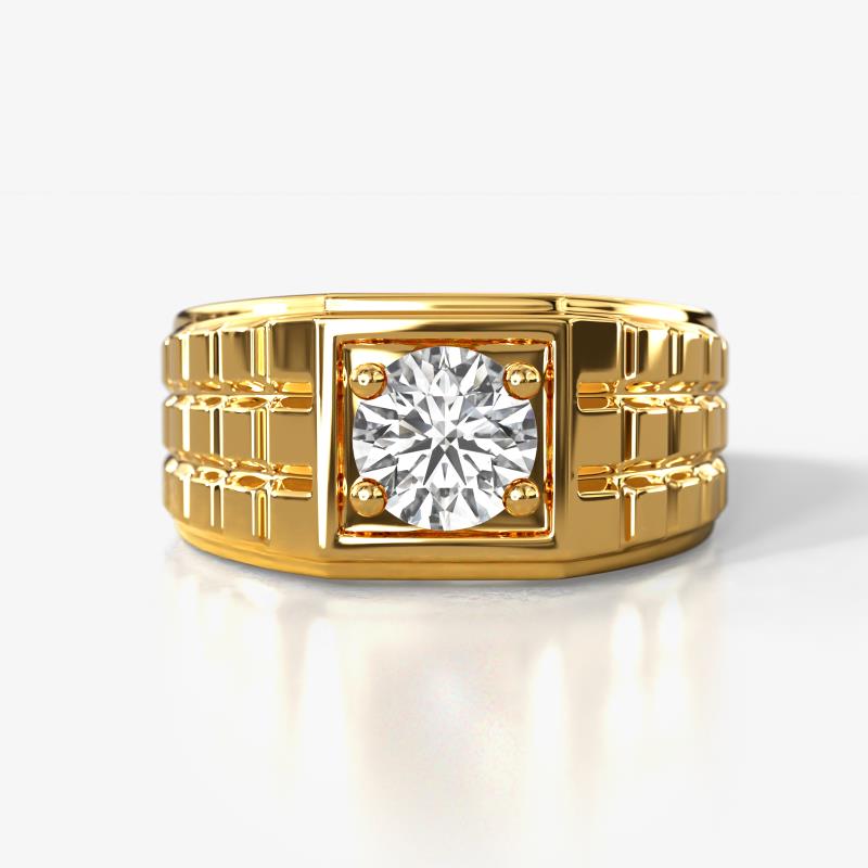 Kellan 1.00 ct (6.50 mm) GIA Certified Natural Diamond Geometric Square Side Design Solitaire Men Band 