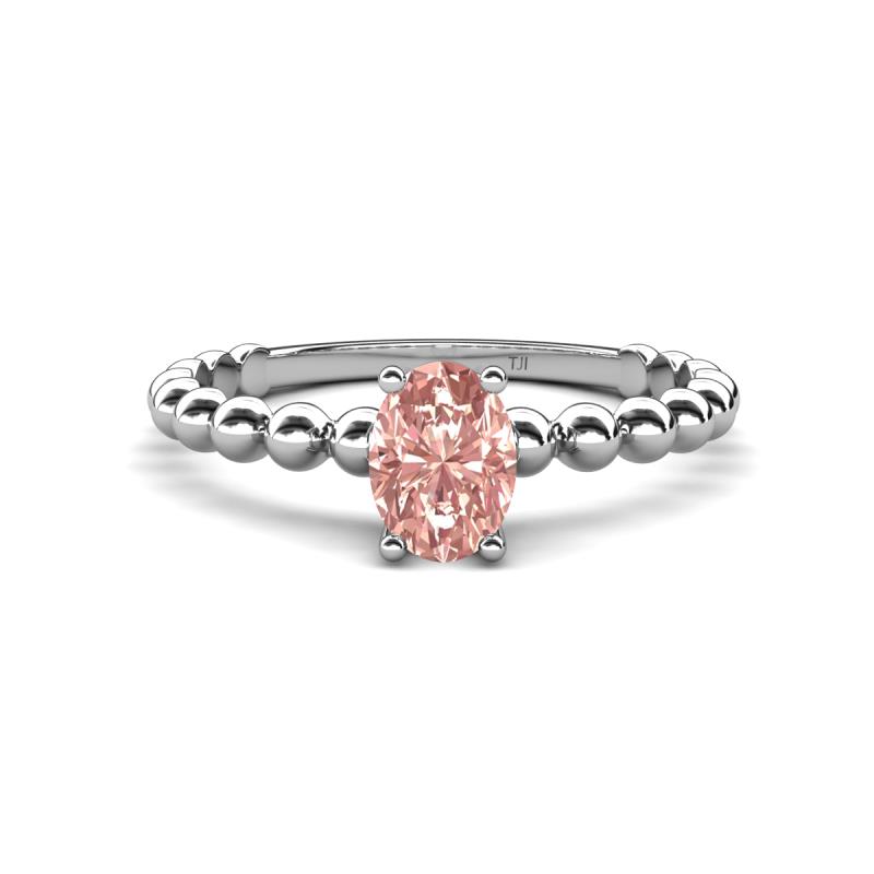 Helen Bold 0.40 ct Morganite Oval Cut (6x4 mm) Solitaire Promise Ring 