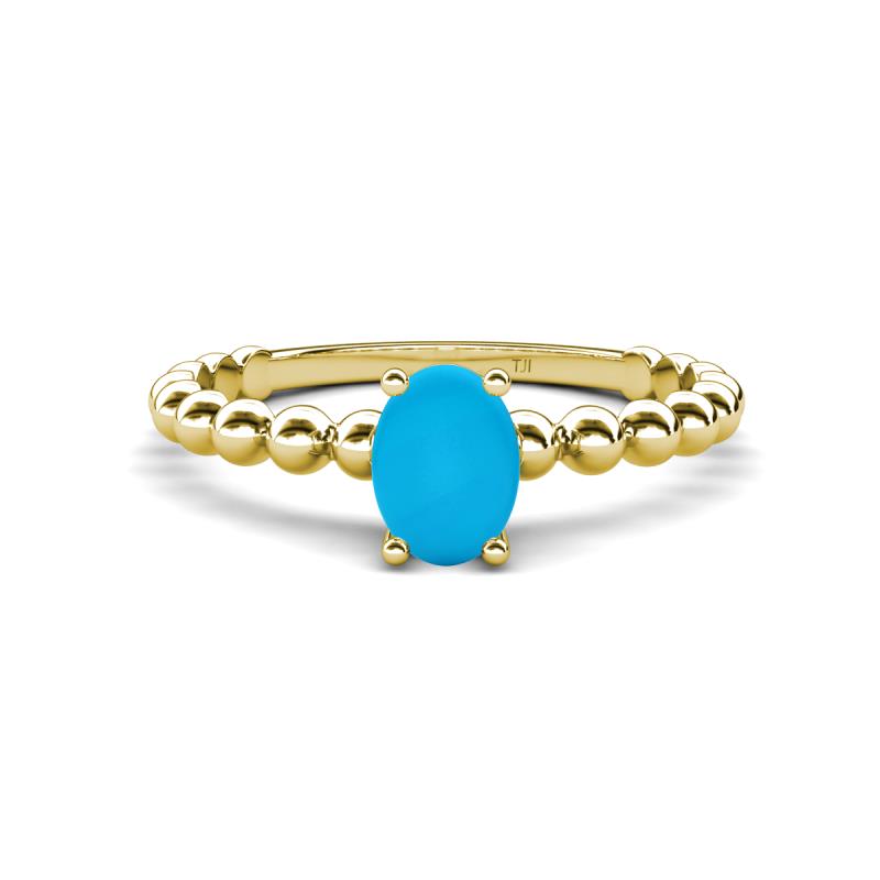Helen Bold 0.35 ct Turquoise Oval Cut (6x4 mm) Solitaire Promise Ring 