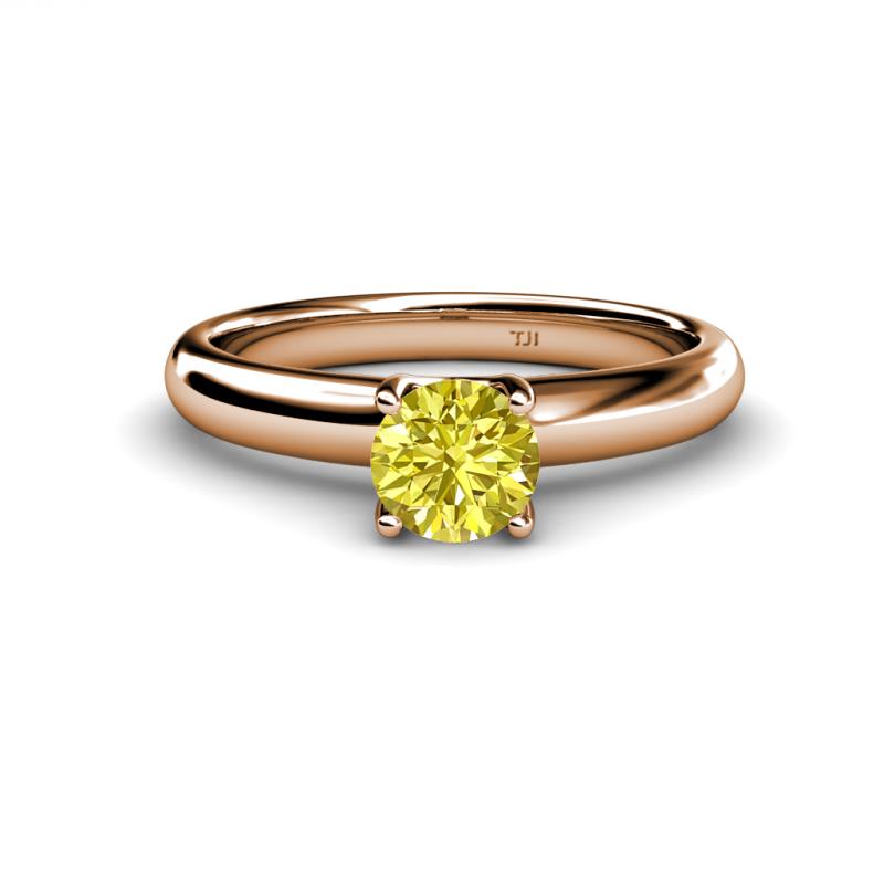 Bianca IGI Certified 6.30 mm Round Lab Grown Yellow Diamond Solitaire Engagement Ring 