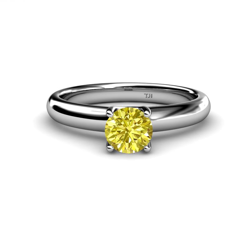 Bianca IGI Certified 6.30 mm Round Lab Grown Yellow Diamond Solitaire Engagement Ring 