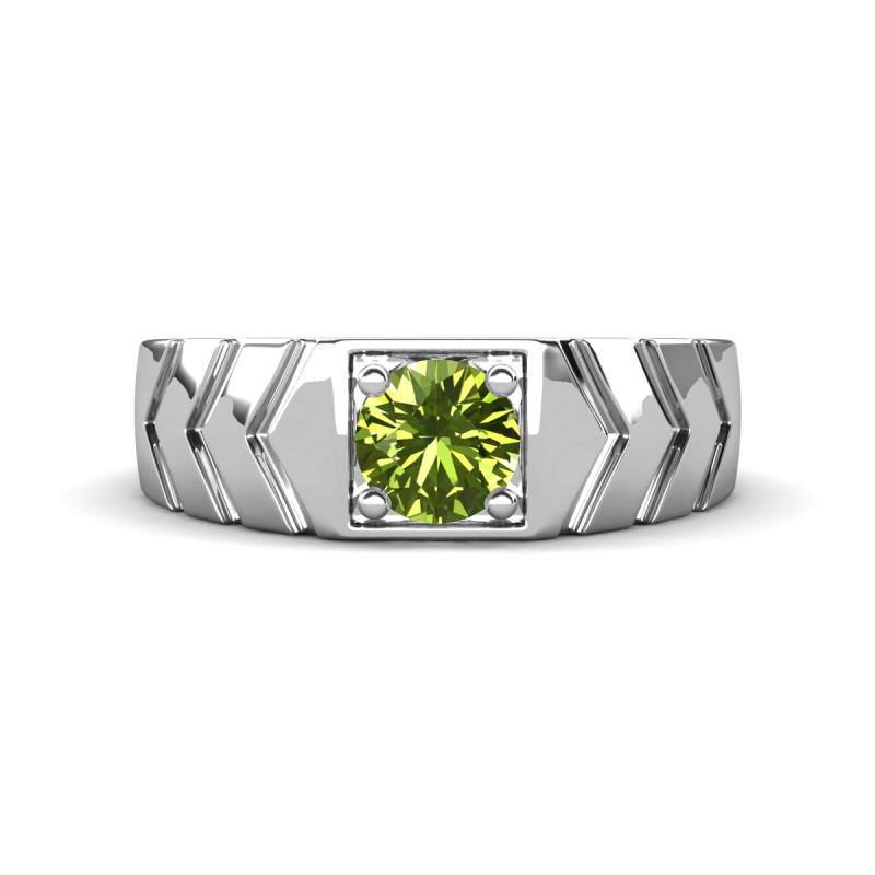 Darius 1.10 ct Peridot V Pattern Solitaire Men Band (6 mm) 