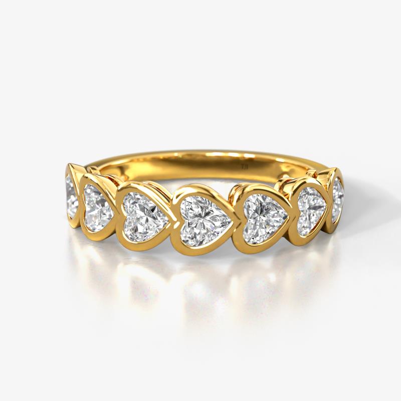 Taanvi 1.75 ctw Lab Grown Diamond Heart Shape (4.00 mm) 7 Stone Demi Wedding Band 