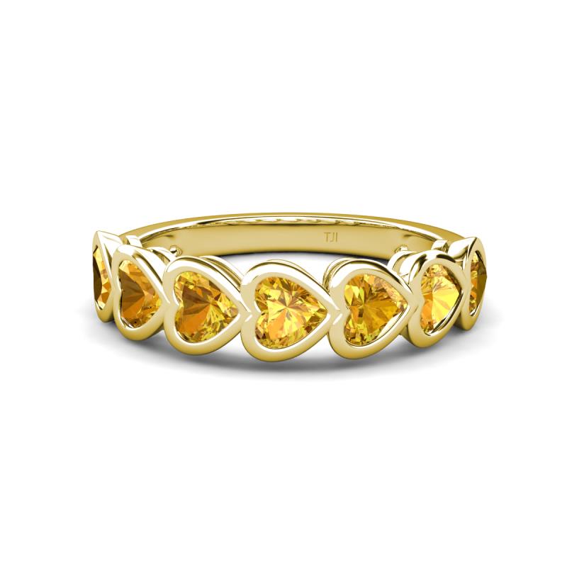 Taanvi 1.54 ctw Citrine Heart Shape (4.00 mm) 7 Stone Demi Wedding Band 