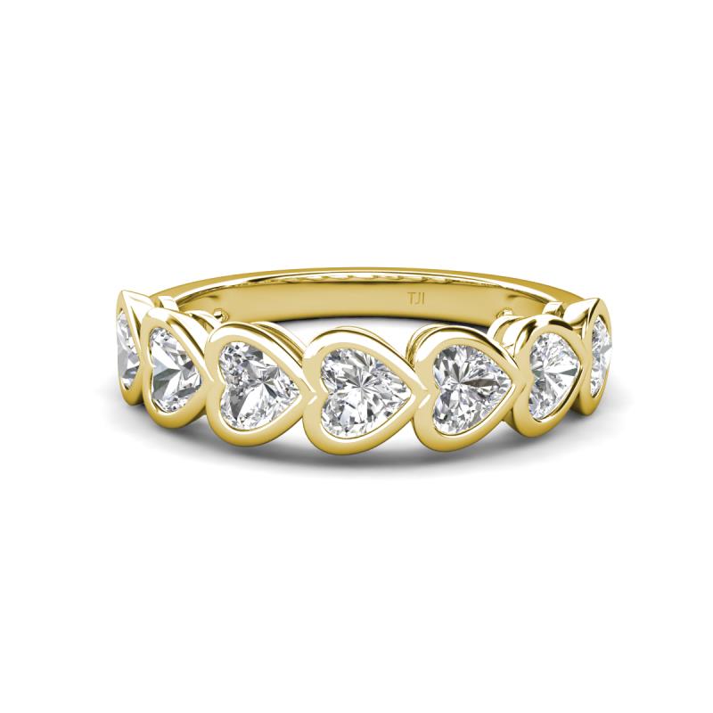 Taanvi 2.38 ctw Lab Created White Sapphire Heart Shape (4.00 mm) 7 Stone Demi Wedding Band 