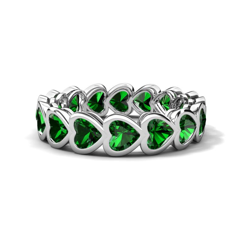 Trisha 3.15 ctw Heart Shape Lab Created Emerald (4.00 mm) Eternity Band 