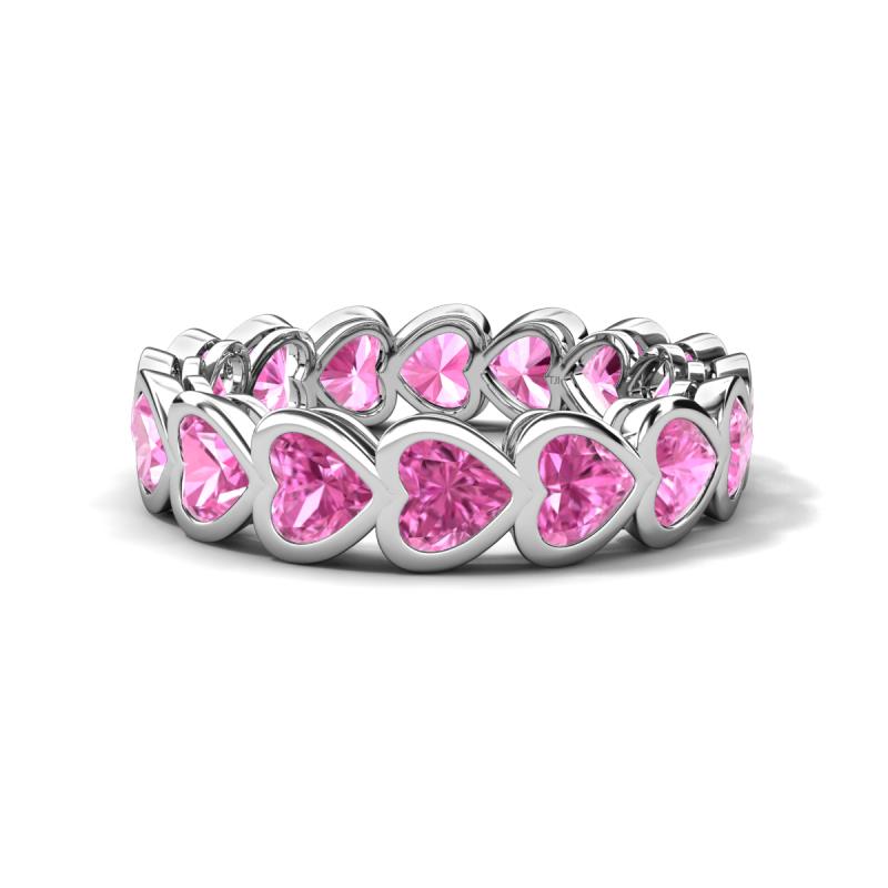 Trisha 5.25 ctw Heart Shape Lab Created Pink Sapphire (4.00 mm) Eternity Band 