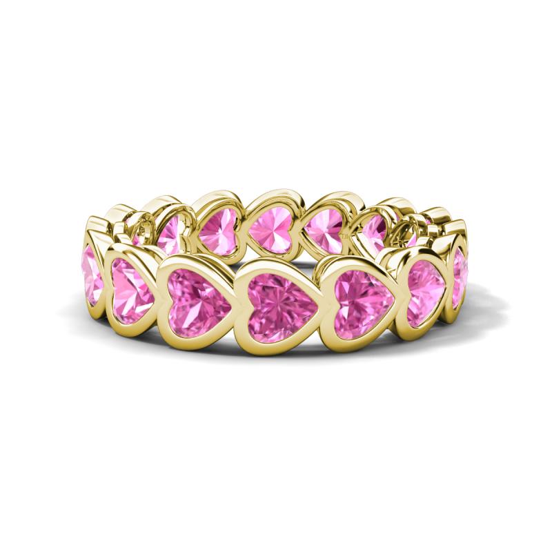 Trisha 5.25 ctw Heart Shape Lab Created Pink Sapphire (4.00 mm) Eternity Band 