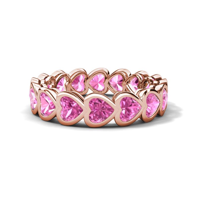 Trisha 5.25 ctw Heart Shape Lab Created Pink Sapphire (4.00 mm) Eternity Band 