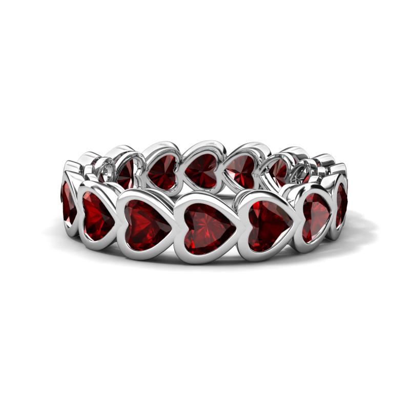 Trisha 4.80 ctw Heart Shape Red Garnet (4.00 mm) Eternity Band 
