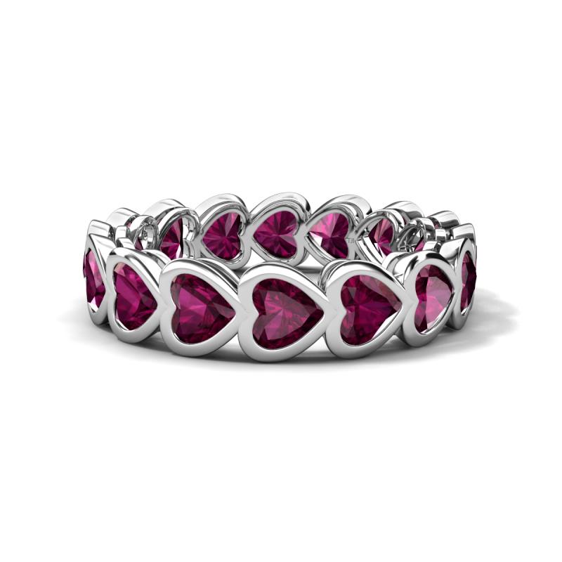 Trisha 4.95 ctw Heart Shape Rhodolite Garnet (4.00 mm) Eternity Band 