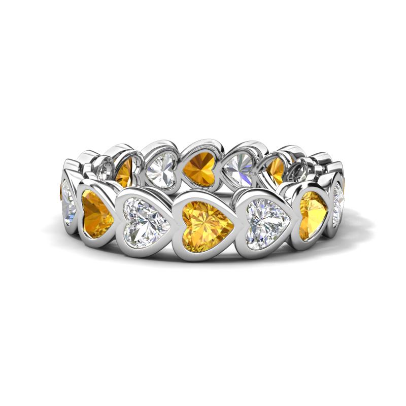 Trisha 3.54 ctw Heart Shape Natural Diamond & Citrine (4.00 mm) Eternity Band 