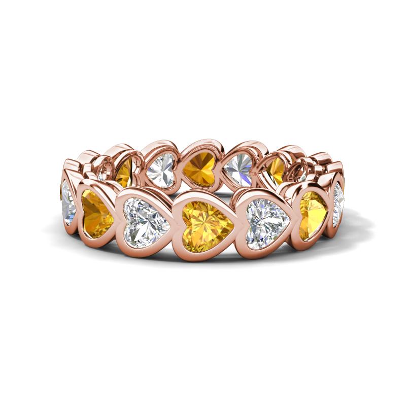 Trisha 3.54 ctw Heart Shape Natural Diamond & Citrine (4.00 mm) Eternity Band 