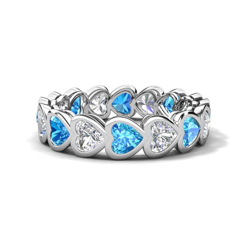 Trisha 4.24 ctw Heart Shape Natural Diamond & Blue Topaz (4.00 mm) Eternity Band 