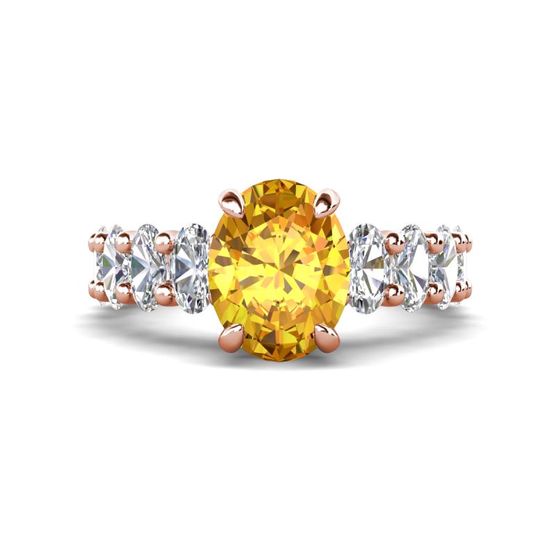 Jamila 4.70 ctw Citrine Oval Shape (9x7 mm) & Lab Grown Diamond Oval Shape (5x3 mm) Hidden Halo Engagement Ring 
